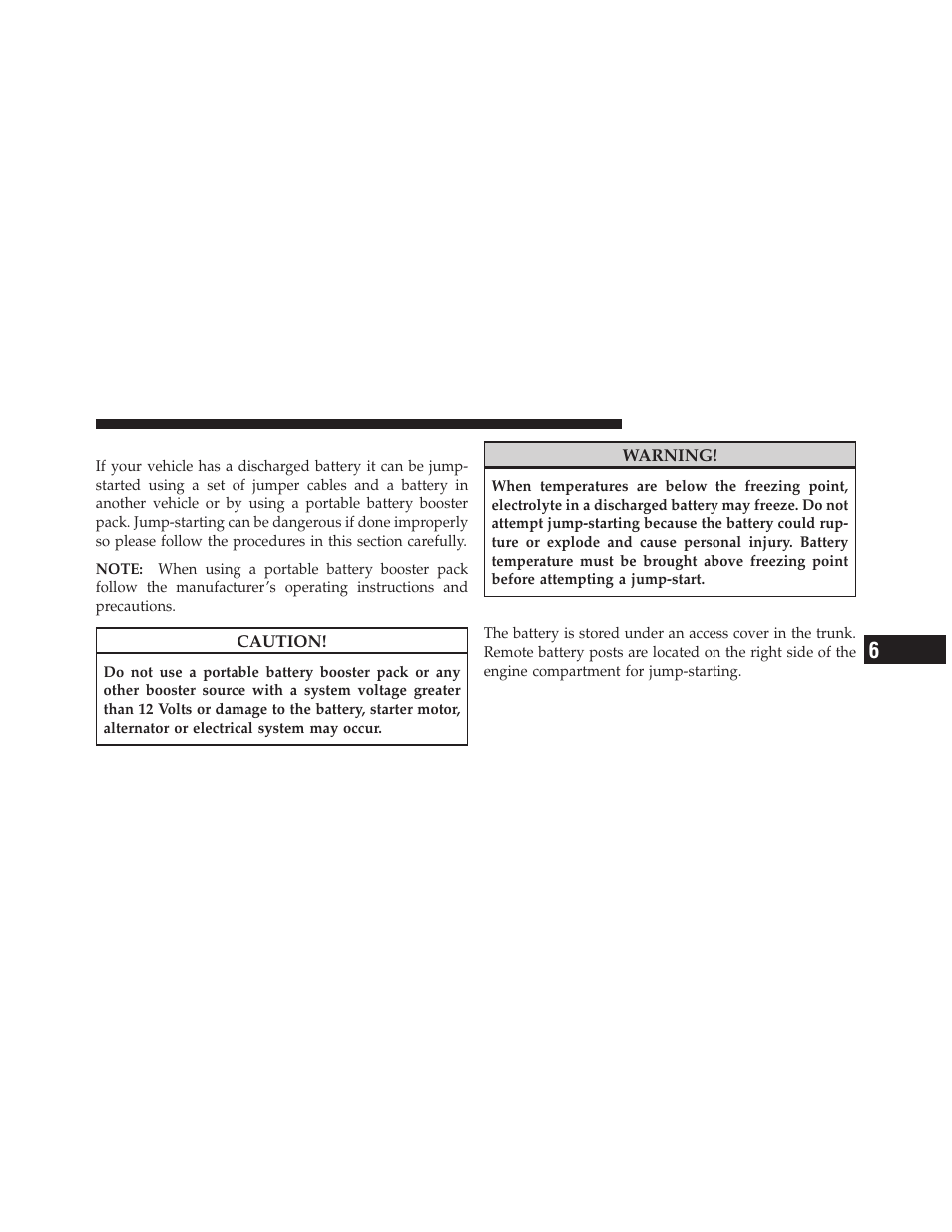 Jump-starting procedures, Preparations for jump-start | Dodge CHARGER 2010 User Manual | Page 358 / 478