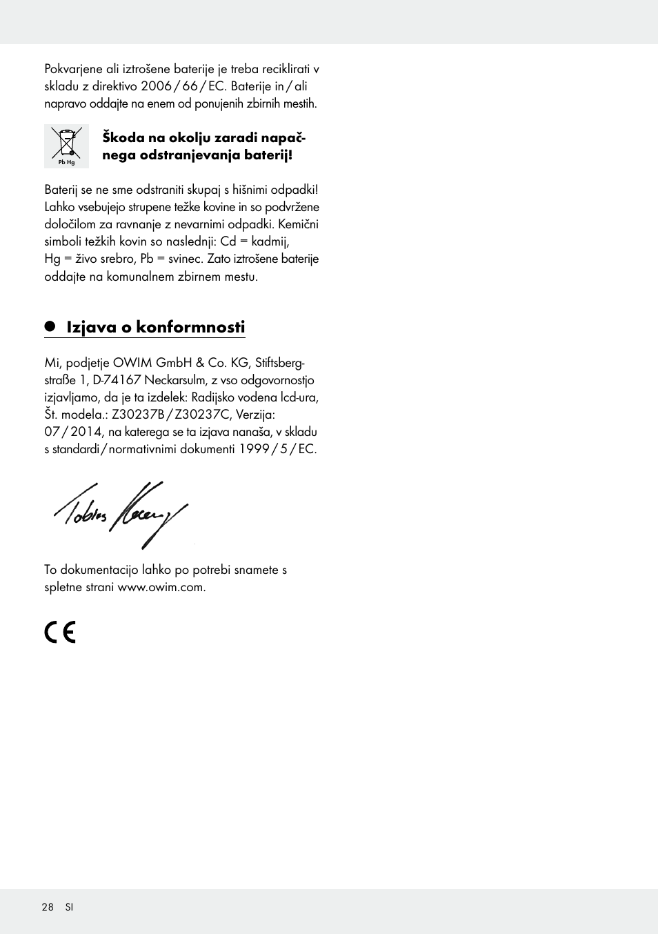 Izjava o konformnosti | Auriol Z30237B_C User Manual | Page 28 / 49