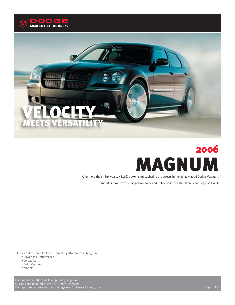 Dodge 2006 Magnum User Manual | 7 pages