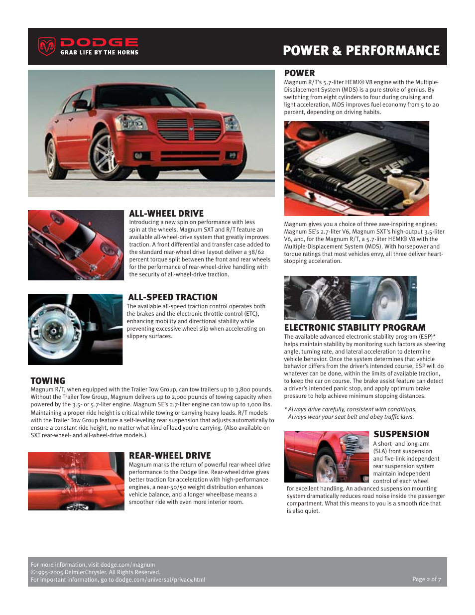 Power & performance | Dodge 2006 Magnum User Manual | Page 2 / 7