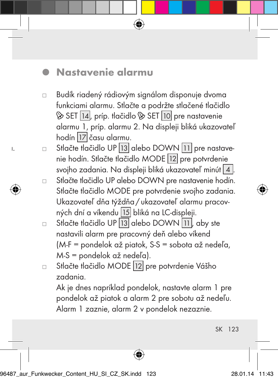 Nastavenie alarmu | Auriol Z31961 User Manual | Page 123 / 153