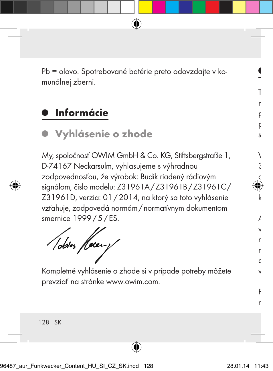 Informácie vyhlásenie o zhode, Záruka | Auriol Z31961 User Manual | Page 128 / 153