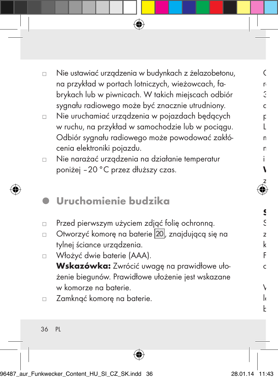 Uruchomienie budzika | Auriol Z31961 User Manual | Page 36 / 153