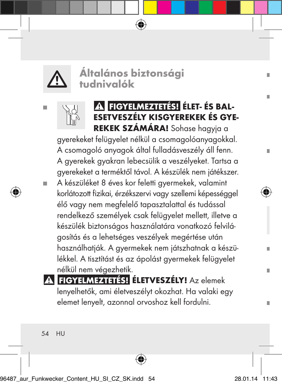 Általános biztonsági tudnivalók, Az elemekre vonatkozó biztonsági tudnivalók | Auriol Z31961 User Manual | Page 54 / 153