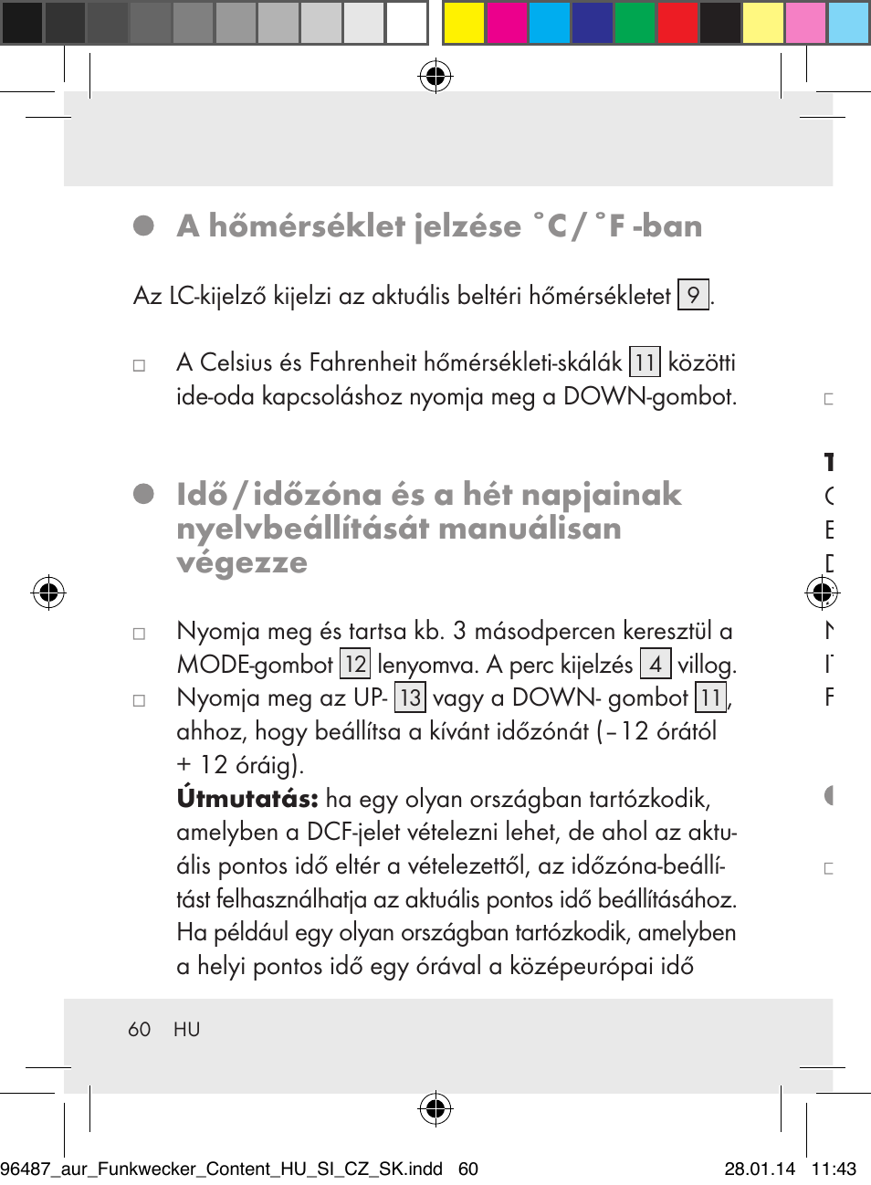 A hőmérséklet jelzése ˚c / ˚f -ban, A riasztás beállítása | Auriol Z31961 User Manual | Page 60 / 153