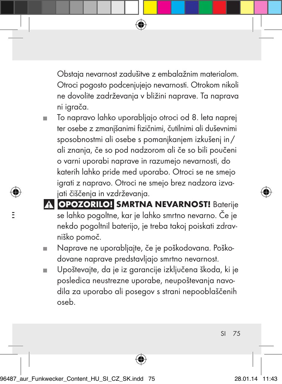 Obseg dobave, Varnost, Splošni varnostni napotki | Auriol Z31961 User Manual | Page 75 / 153