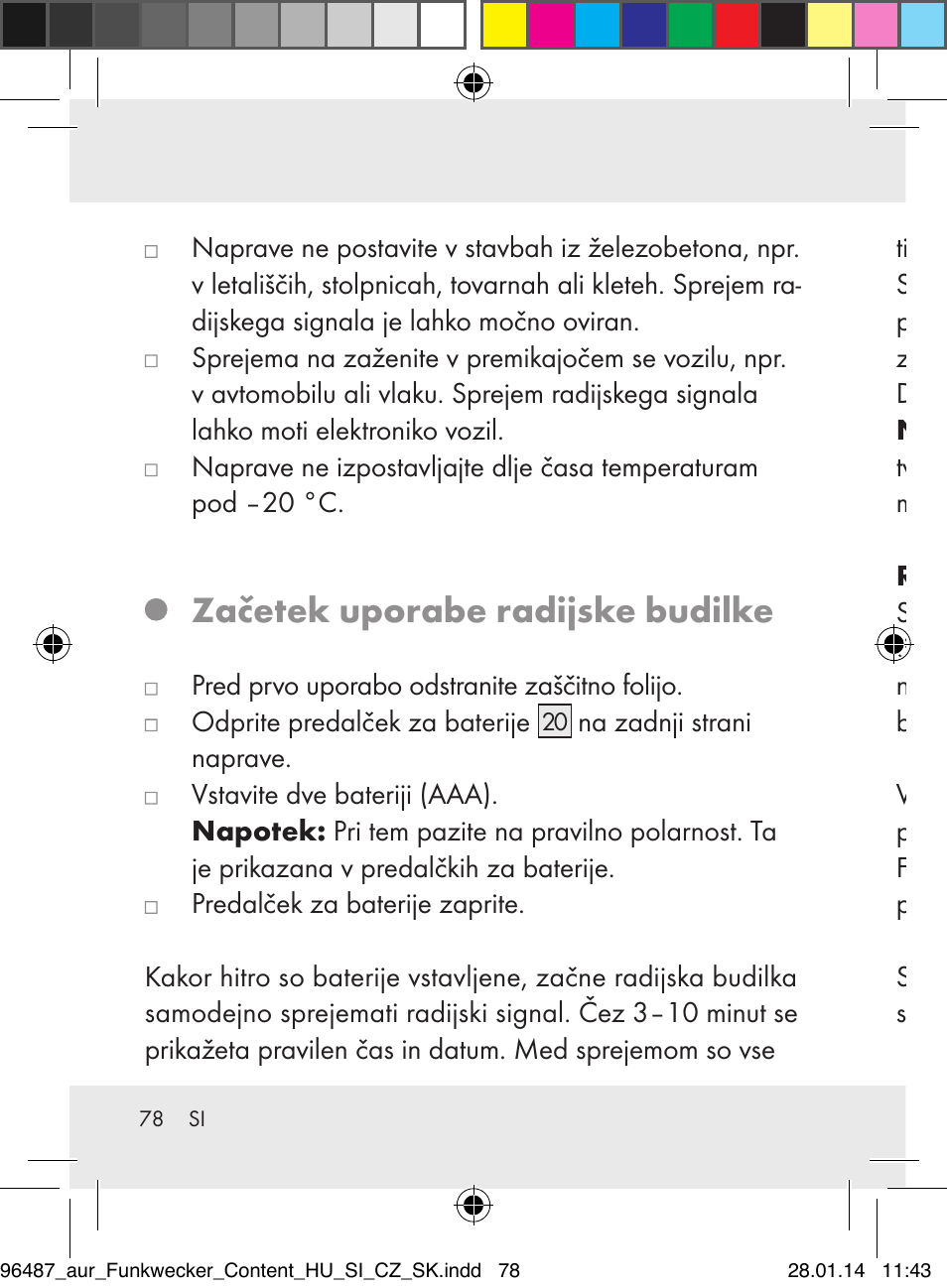 Začetek uporabe radijske budilke | Auriol Z31961 User Manual | Page 78 / 153