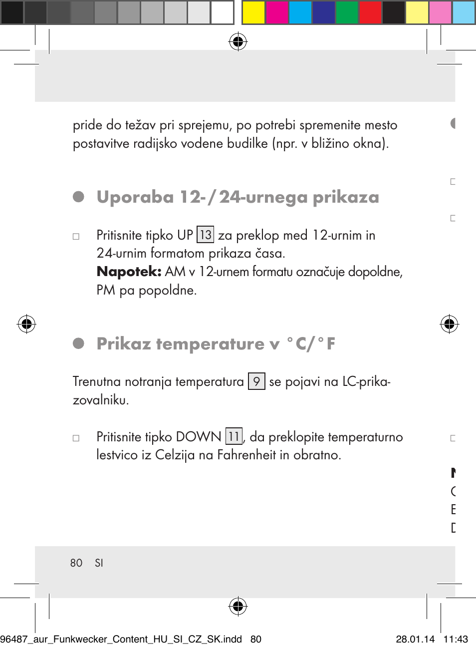 Uporaba 12- / 24-urnega prikaza, Prikaz temperature v °c/°f | Auriol Z31961 User Manual | Page 80 / 153