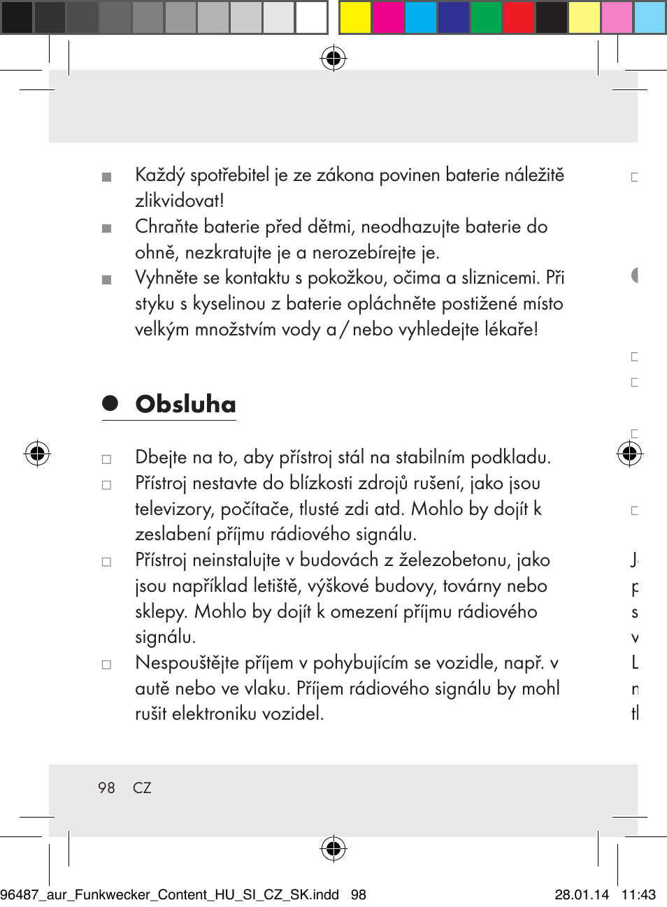 Obsluha | Auriol Z31961 User Manual | Page 98 / 153