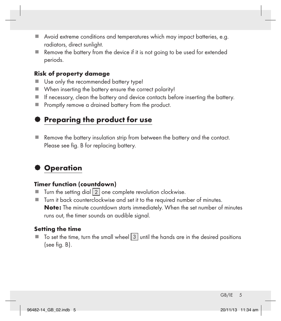 Preparing the product for use, Operation | Auriol Z31957A_B User Manual | Page 5 / 7