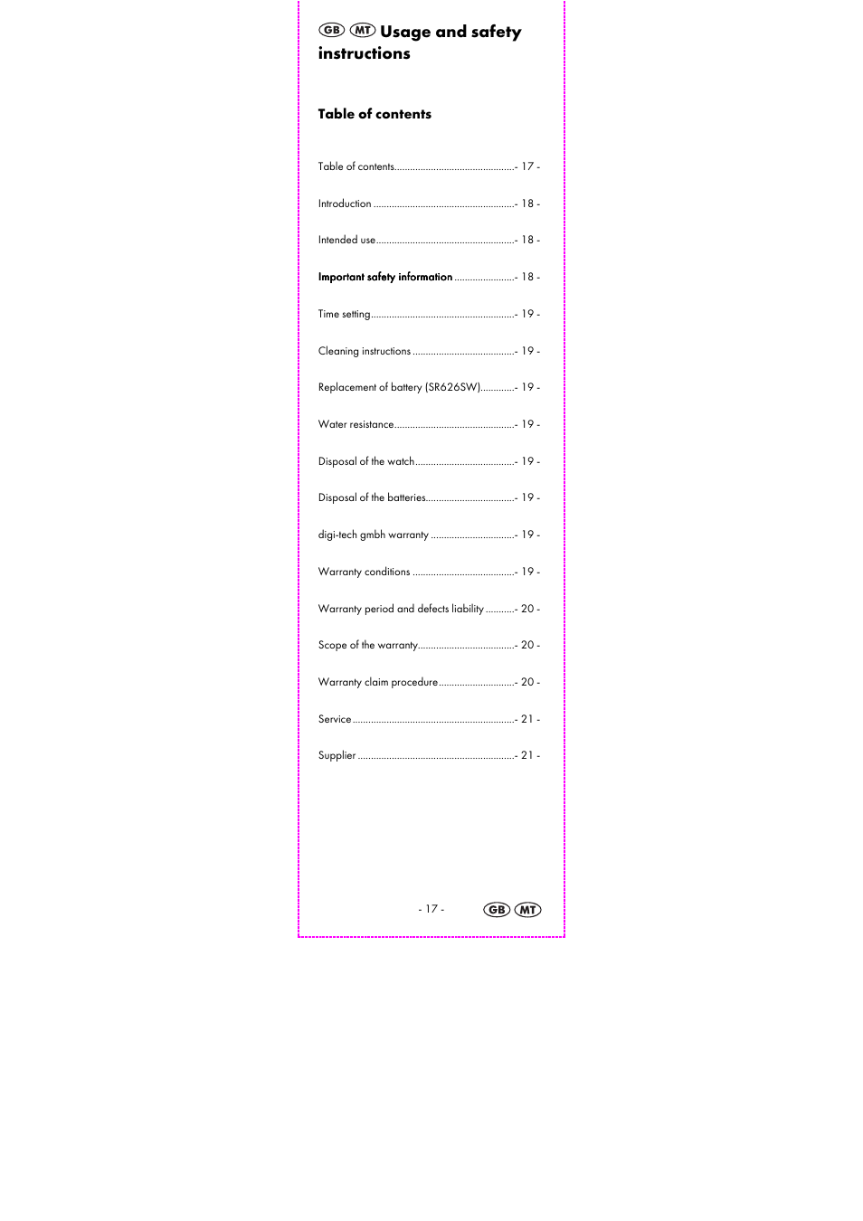 Usage and safety instructions | Auriol 2-LD3925-3-10 User Manual | Page 19 / 30