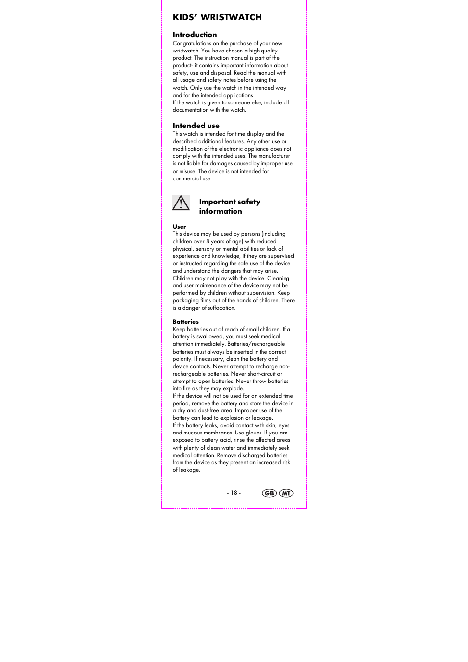 Kids’ wristwatch | Auriol 2-LD3925-3-10 User Manual | Page 20 / 30