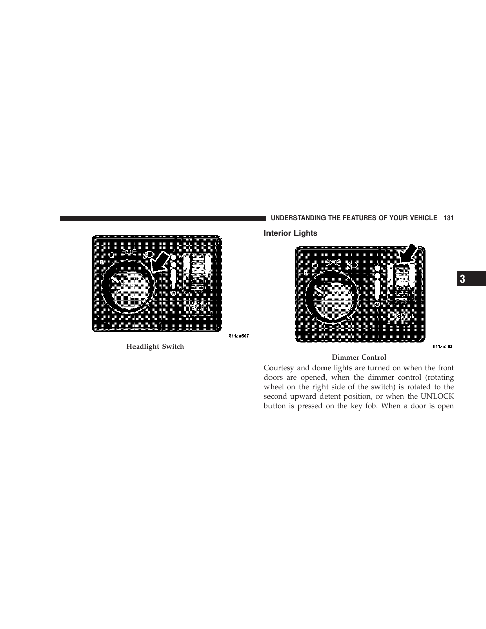 Interior lights | Dodge 2007 HB Durango User Manual | Page 131 / 475