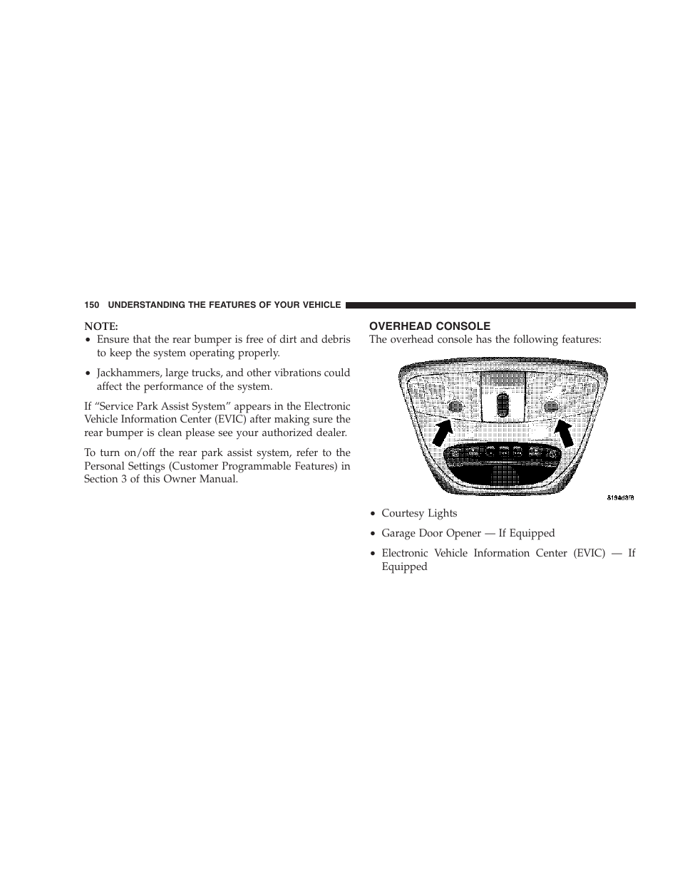 Overhead console | Dodge 2007 HB Durango User Manual | Page 150 / 475