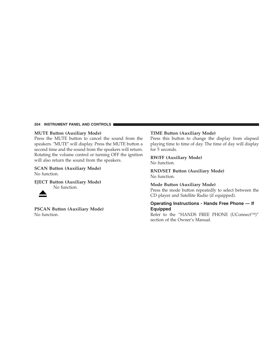 Operating instructions - hands free phone — if, Equipped | Dodge 2007 HB Durango User Manual | Page 204 / 475