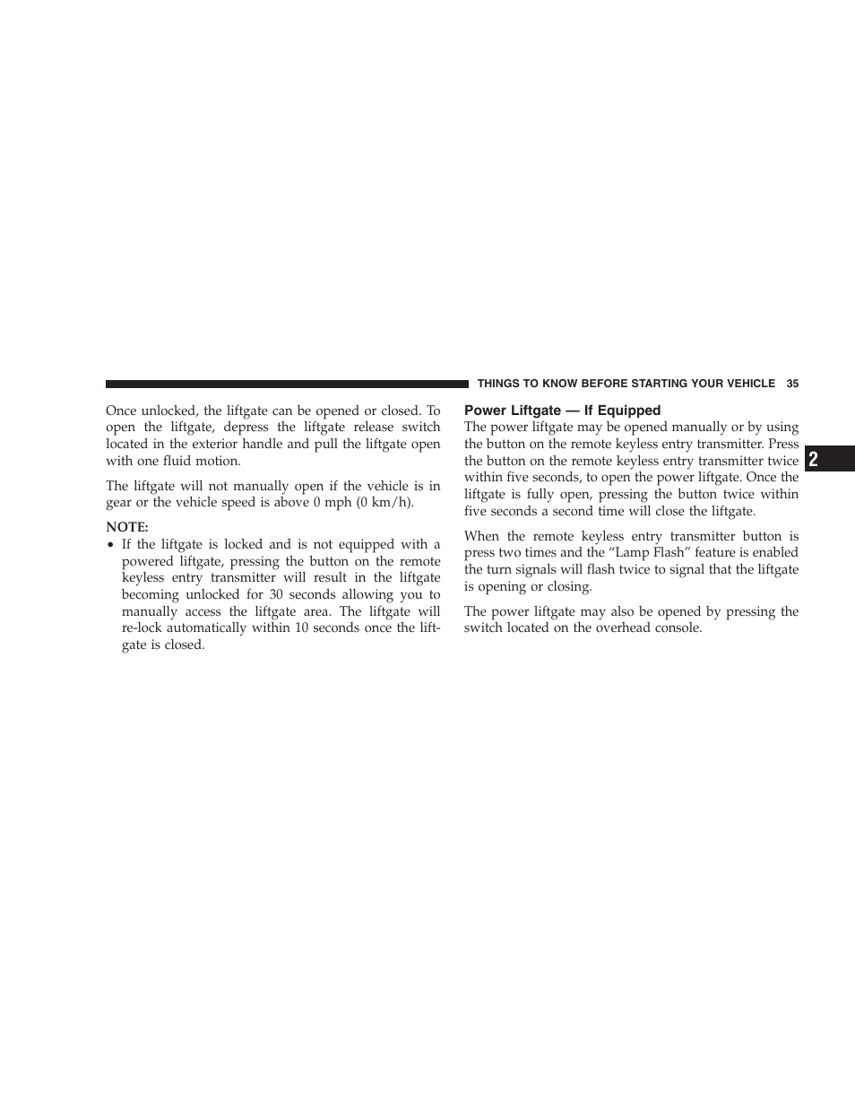 Power liftgate — if equipped | Dodge 2007 HB Durango User Manual | Page 35 / 475