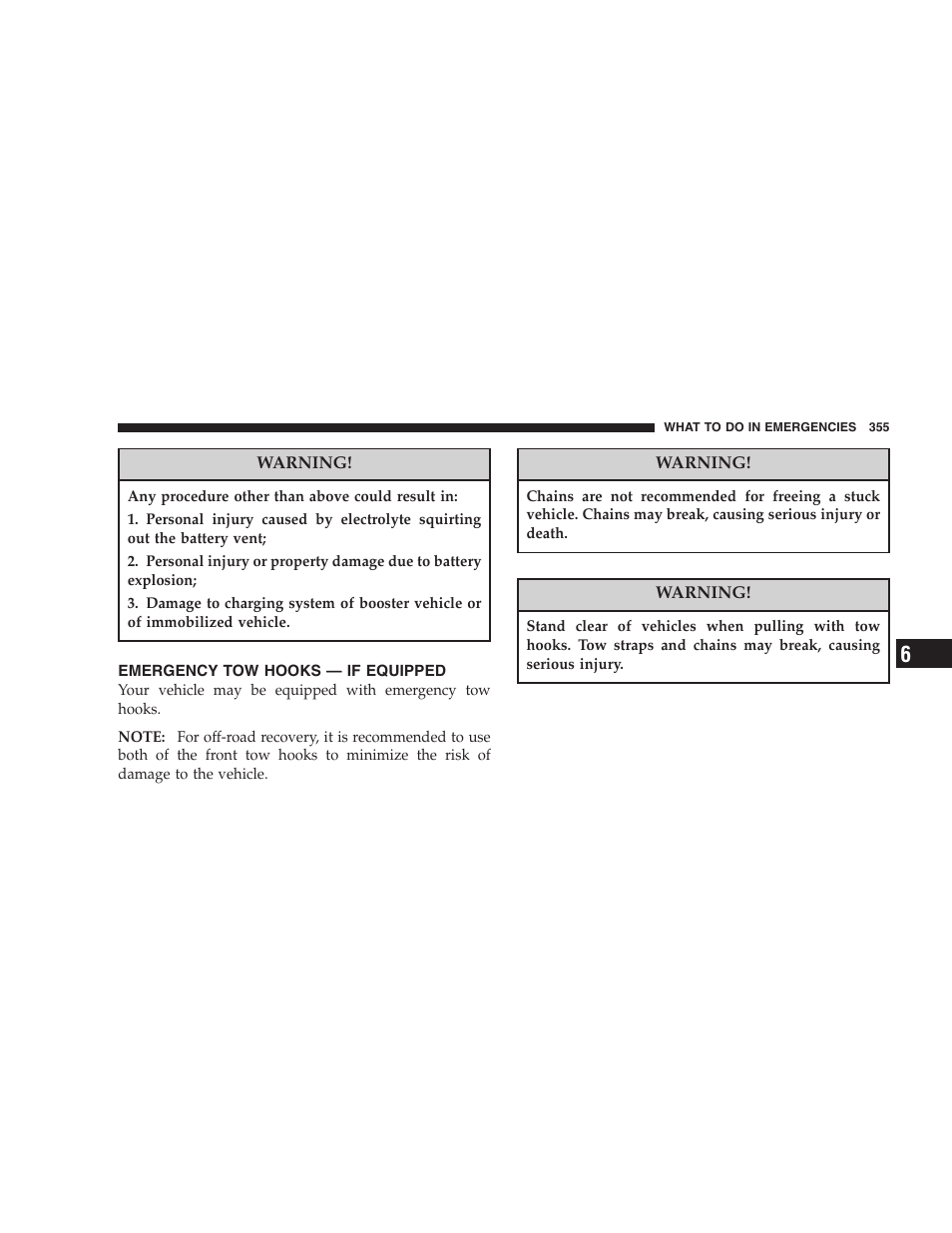 Emergency tow hooks — if equipped | Dodge 2007 HB Durango User Manual | Page 355 / 475