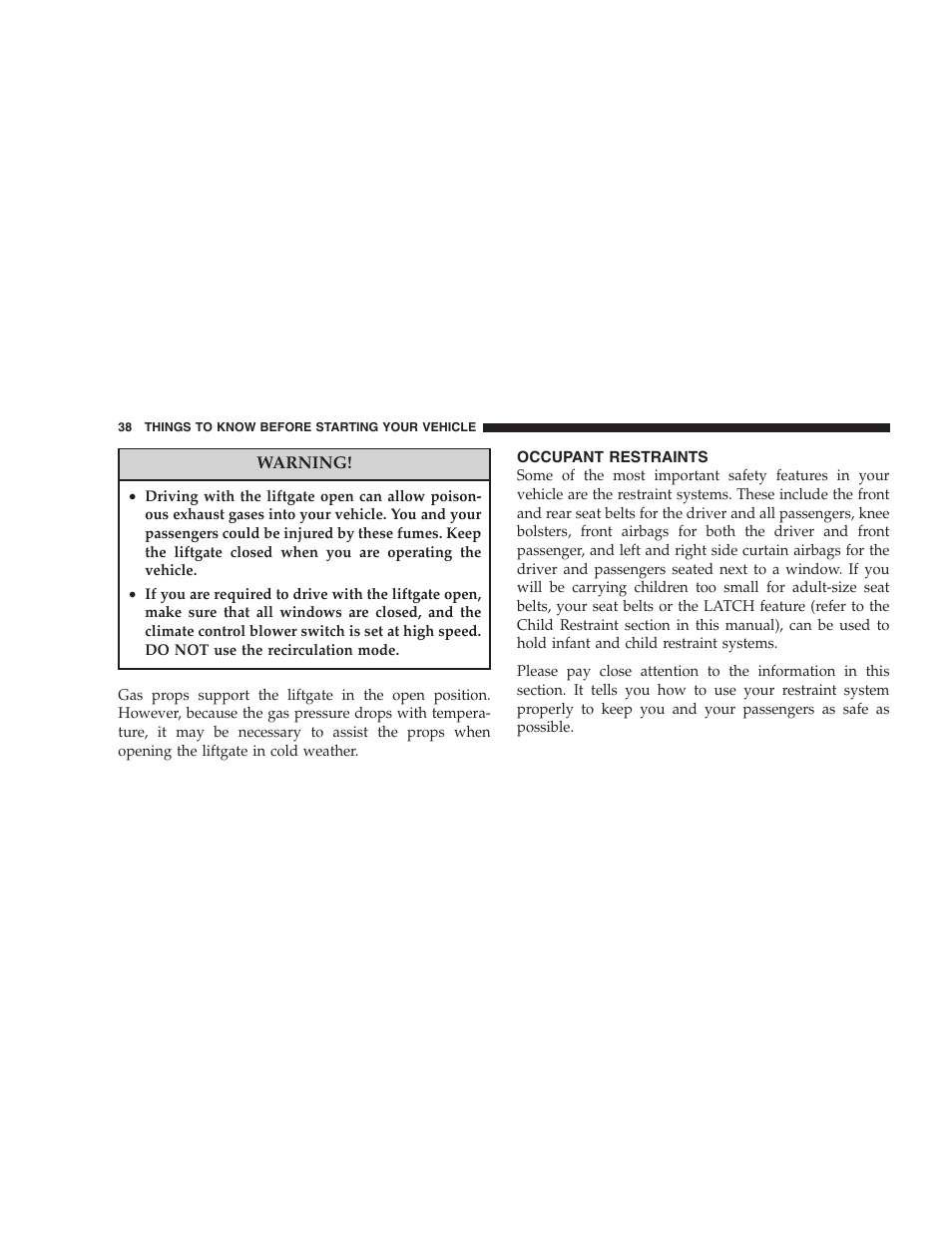 Occupant restraints | Dodge 2007 HB Durango User Manual | Page 38 / 475