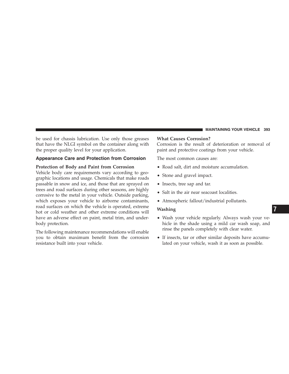 Appearance care and protection from, Corrosion | Dodge 2007 HB Durango User Manual | Page 393 / 475