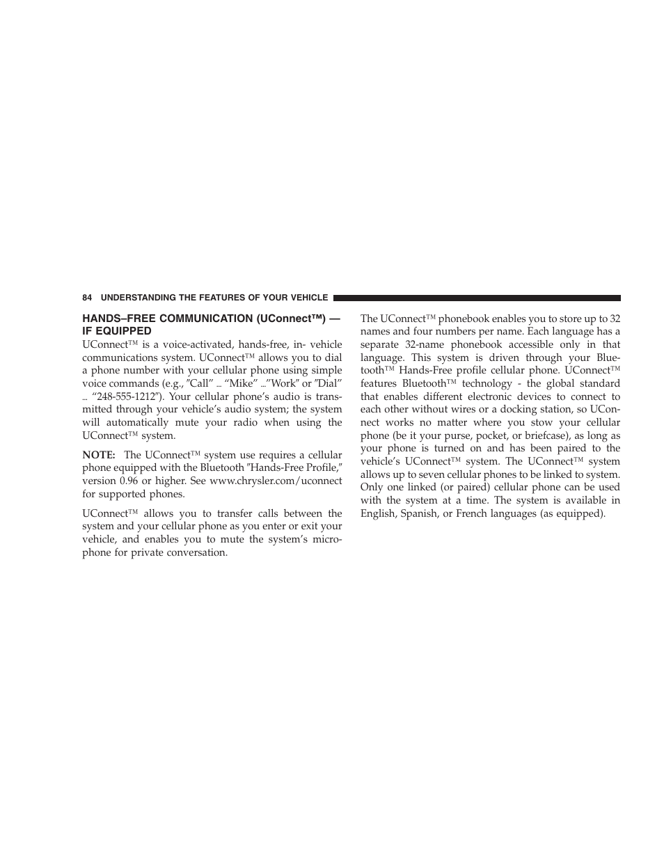 Hands–free communication (uconnect™), If equipped | Dodge 2007 HB Durango User Manual | Page 84 / 475