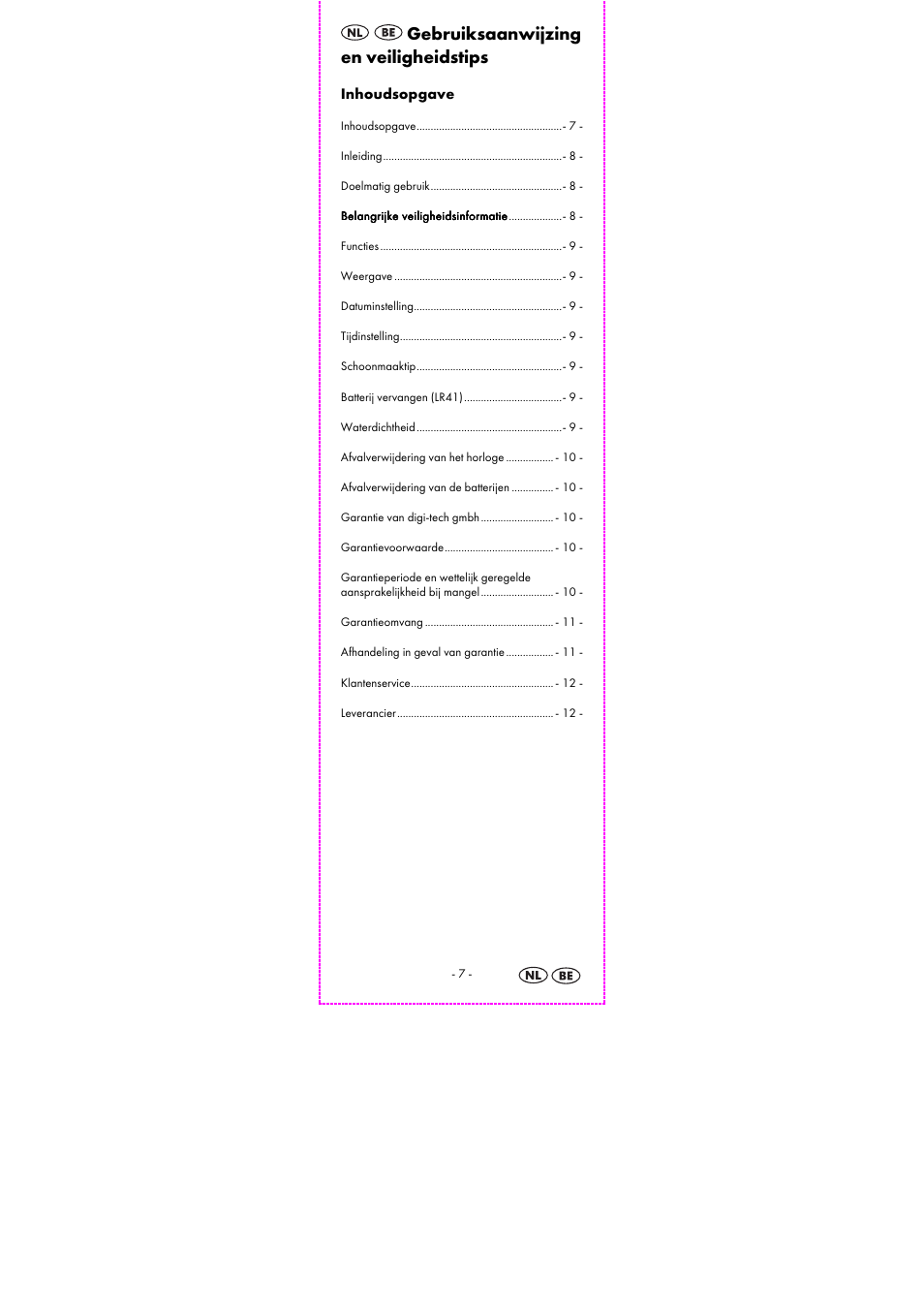 Gebruiksaanwijzing en veiligheidstips | Auriol 2-LD3925-1_2 User Manual | Page 9 / 26