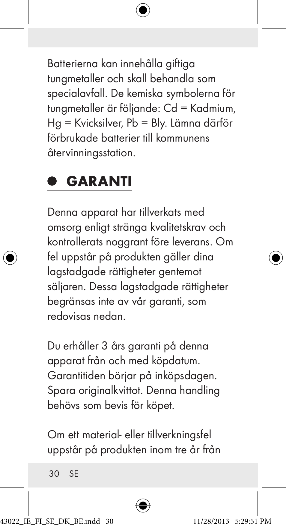 Garanti | Auriol Z31970 User Manual | Page 30 / 65