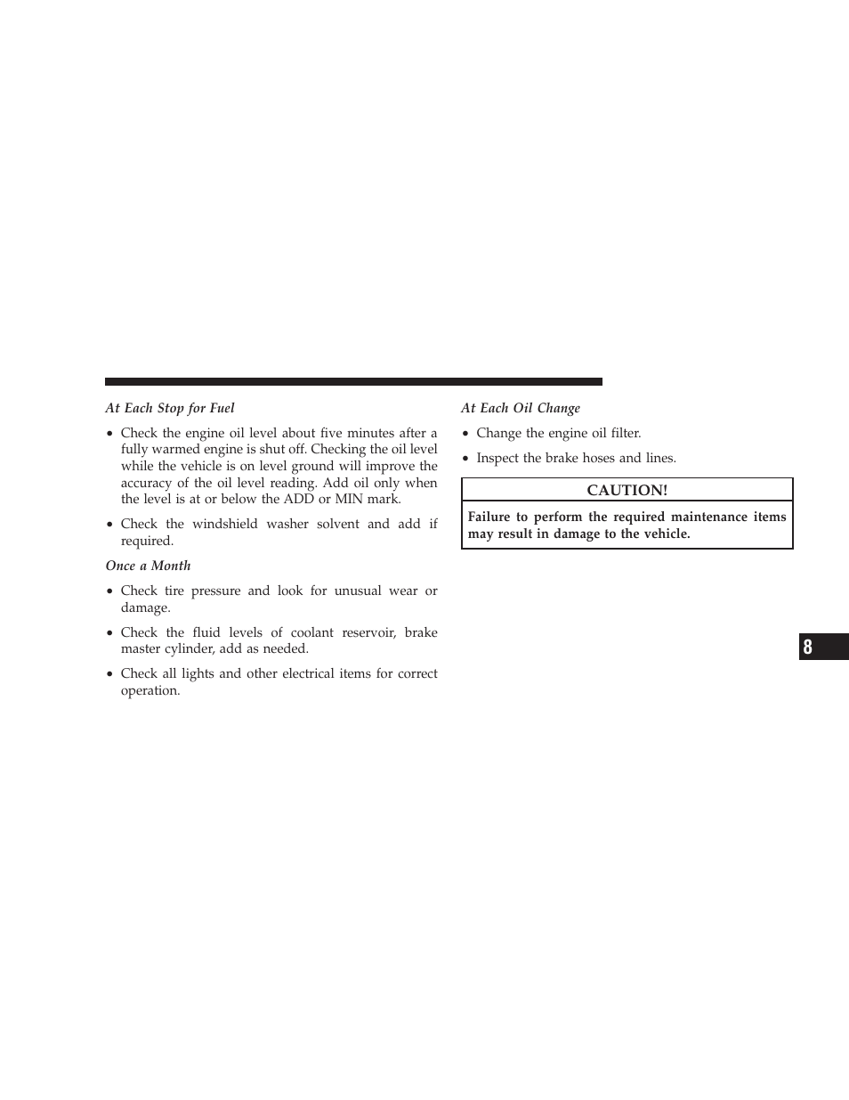 Required maintenance intervals | Chrysler 2009 Aspen Hybrid User Manual | Page 117 / 138