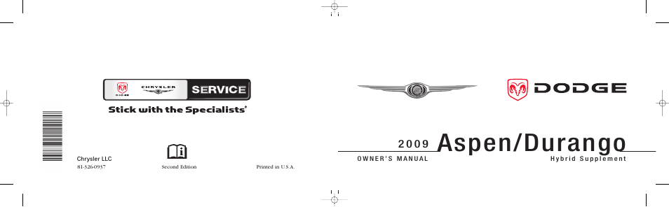 Aspen/durango | Chrysler 2009 Aspen Hybrid User Manual | Page 138 / 138