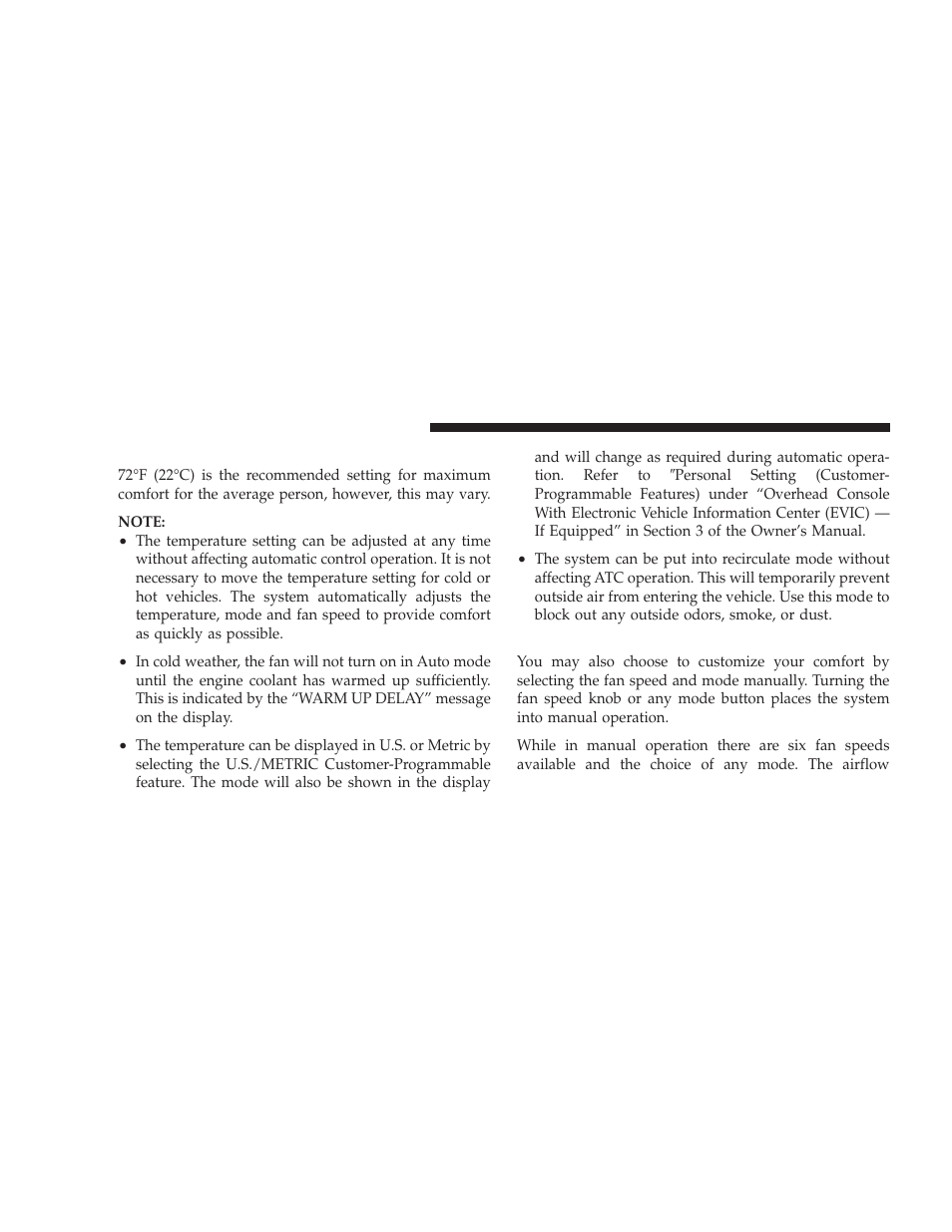 Level of automatic control, Manual control (atc) | Chrysler 2009 Aspen Hybrid User Manual | Page 46 / 138