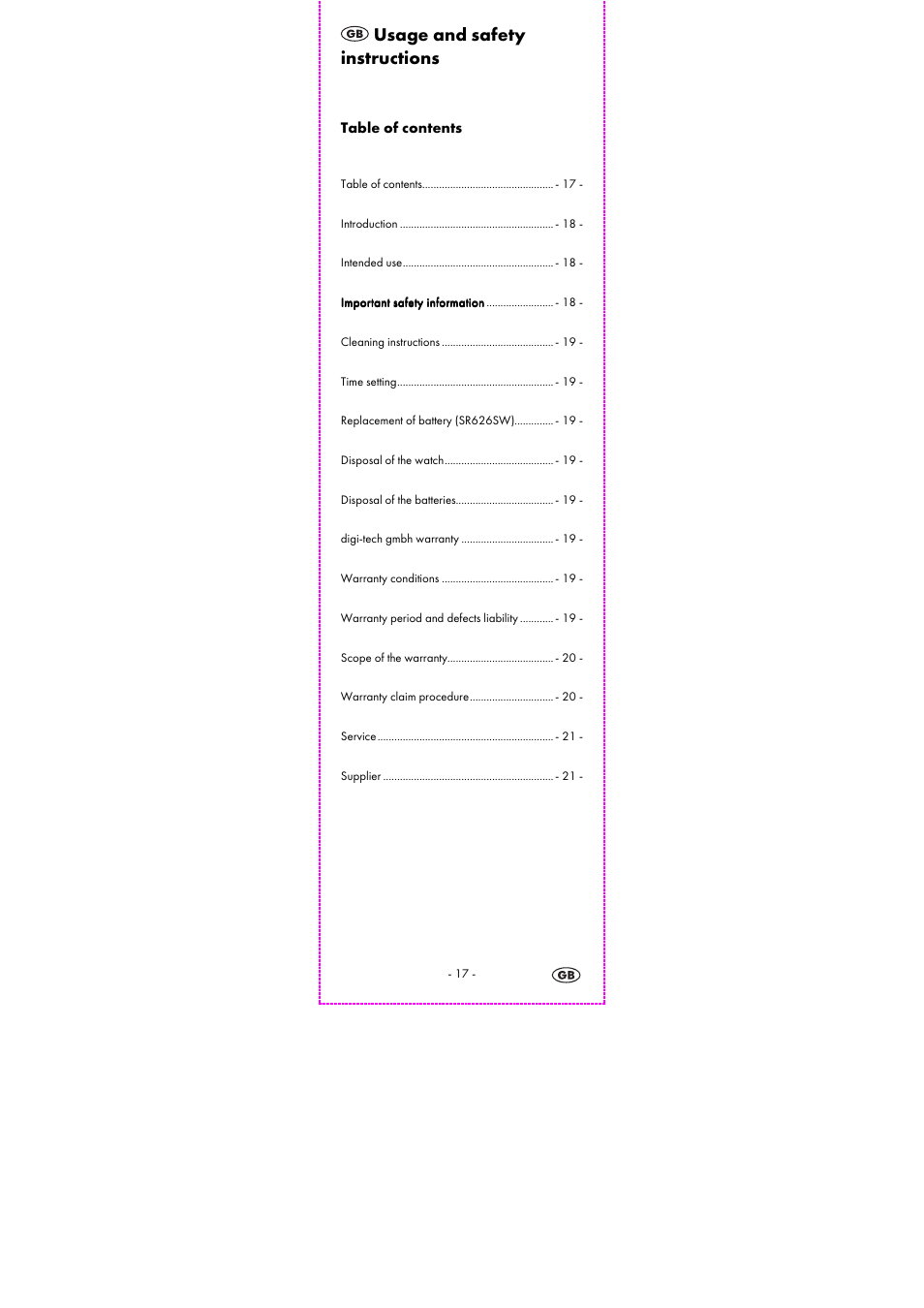 Usage and safety instructions | Auriol 2-LD3855-4_5 User Manual | Page 19 / 24