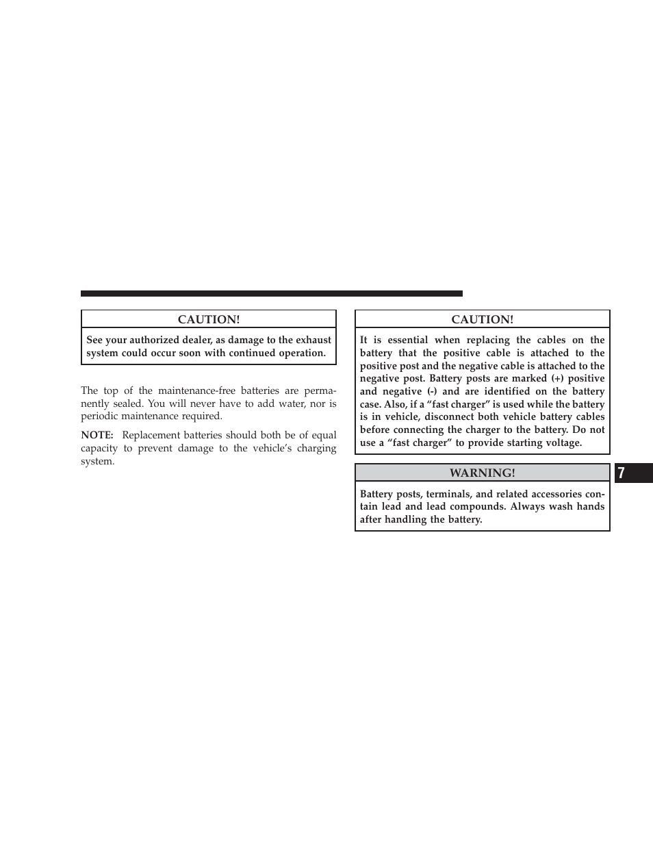 Maintenance-free batteries | Dodge 2009 Dodge Ram Pickup 2500 User Manual | Page 101 / 159