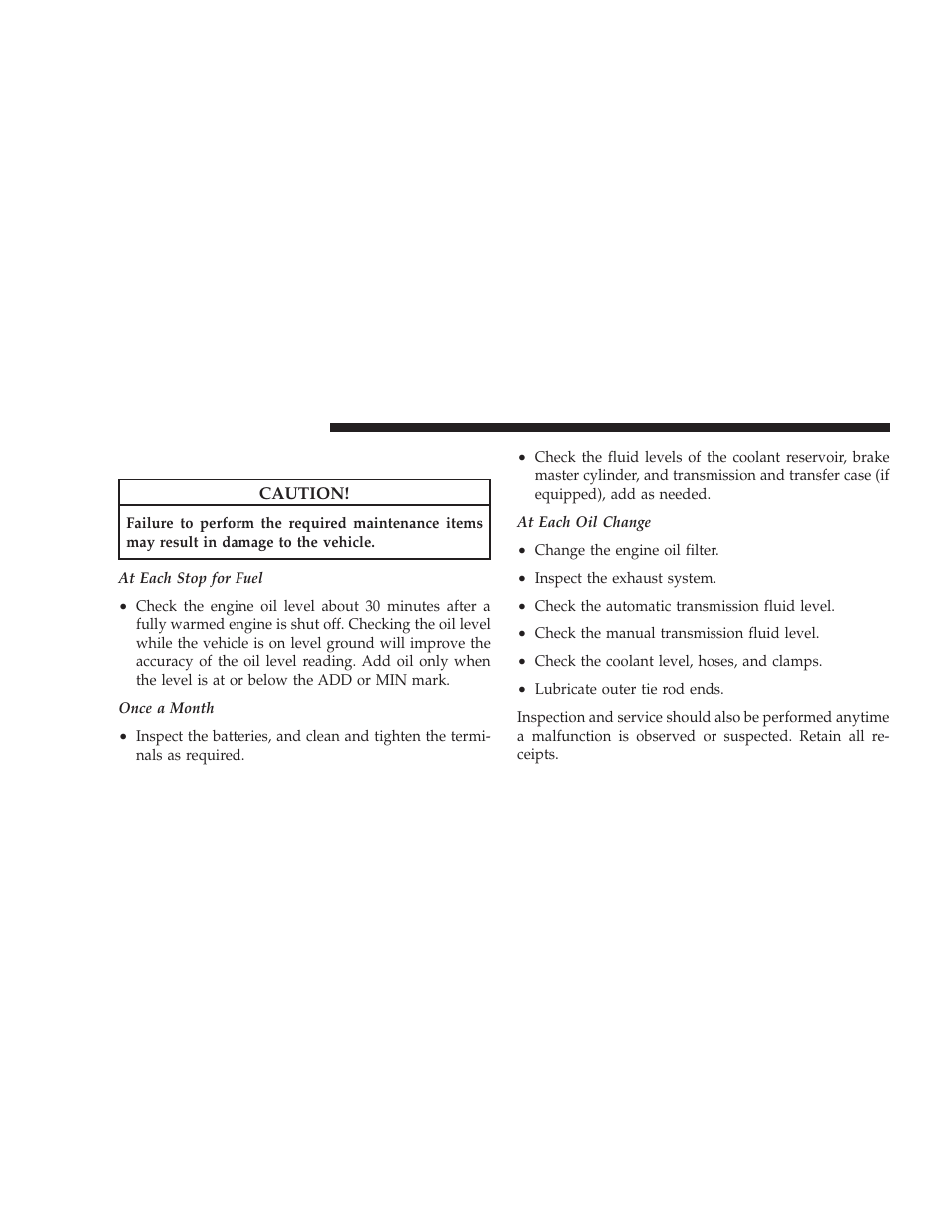 Maintenance schedule | Dodge 2009 Dodge Ram Pickup 2500 User Manual | Page 124 / 159