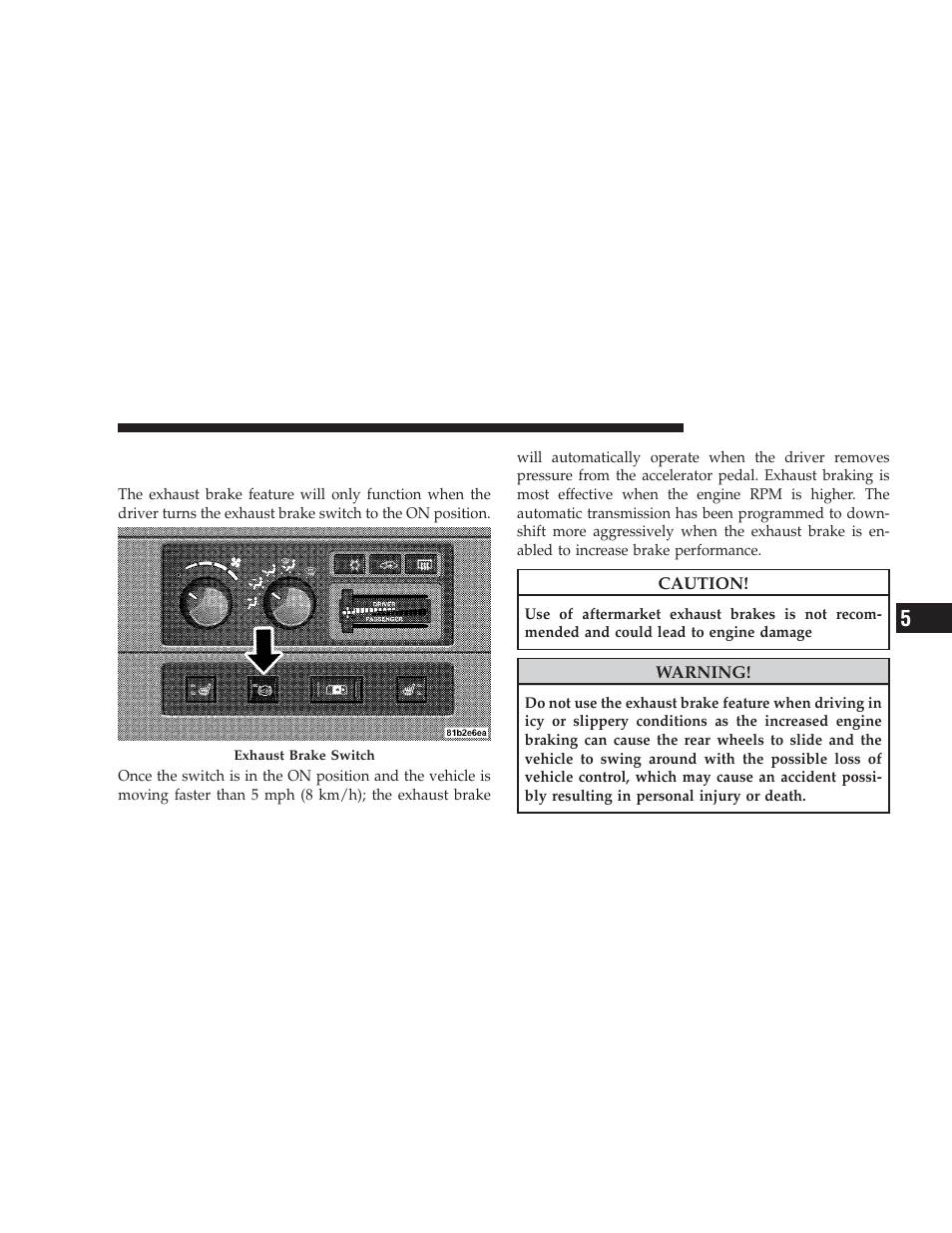 Diesel exhaust brake (engine braking), If equipped | Dodge 2009 Dodge Ram Pickup 2500 User Manual | Page 55 / 159