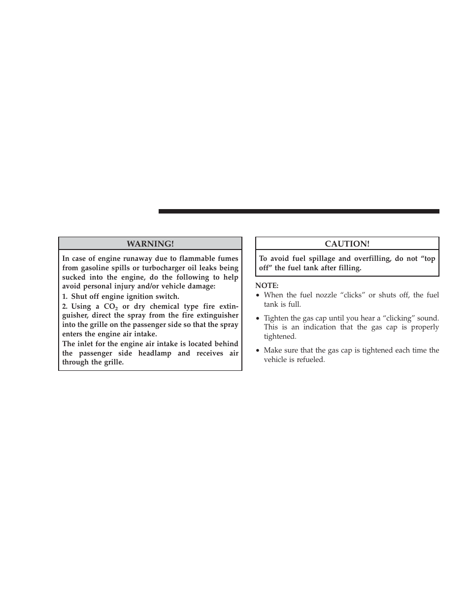 Engine runaway, Adding fuel | Dodge 2009 Dodge Ram Pickup 2500 User Manual | Page 76 / 159