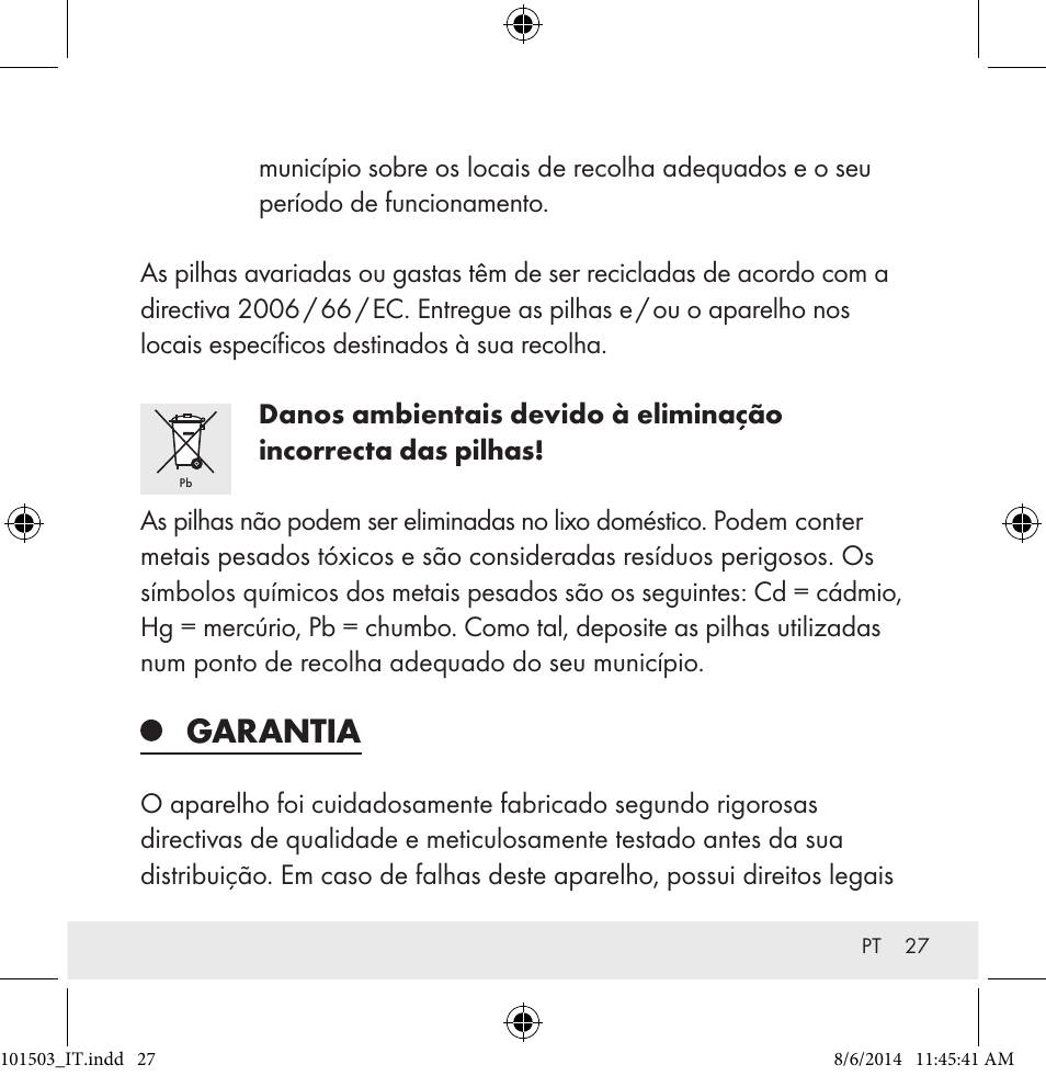 Garantia | Auriol 101503-14-xx User Manual | Page 27 / 45