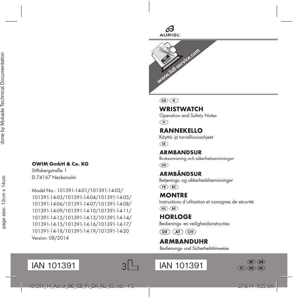 Auriol 101391-14-xx User Manual | 47 pages