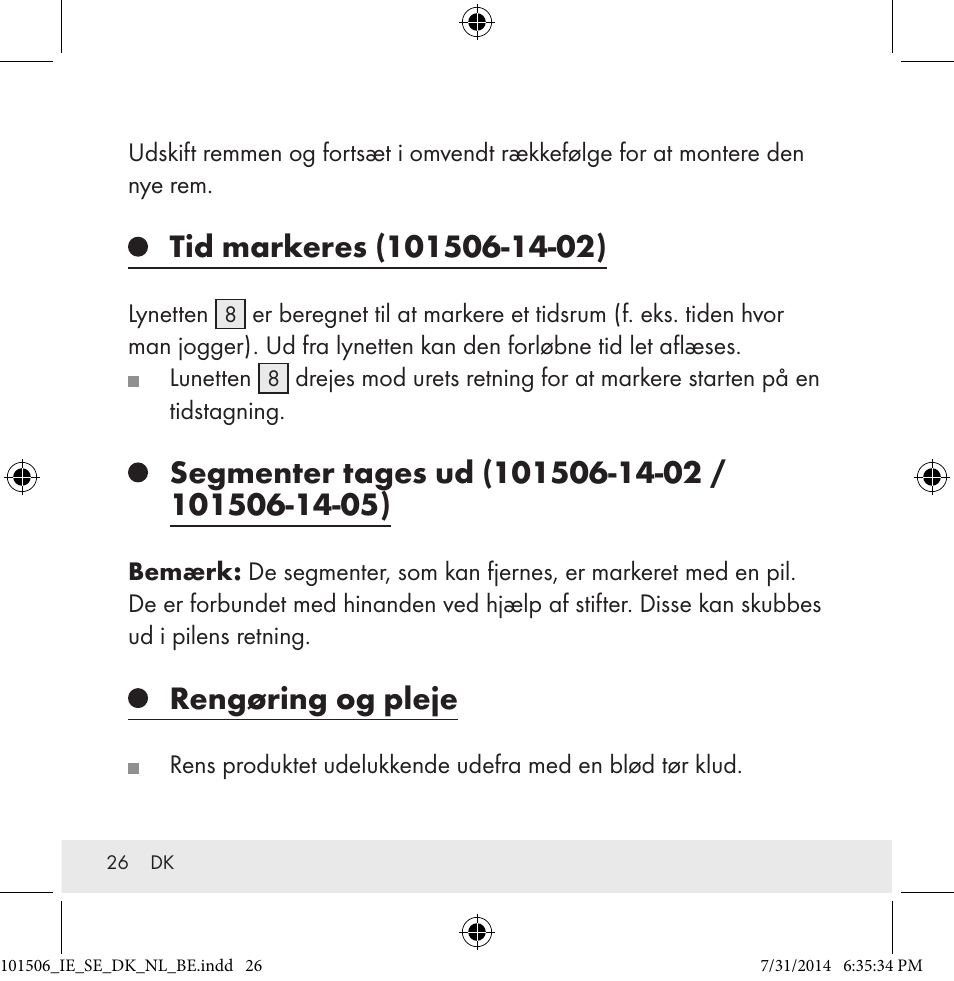 Rengøring og pleje | Auriol 101506-14-xx User Manual | Page 26 / 51