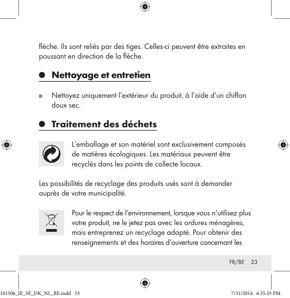 Nettoyage et entretien, Traitement des déchets | Auriol 101506-14-xx User Manual | Page 33 / 51