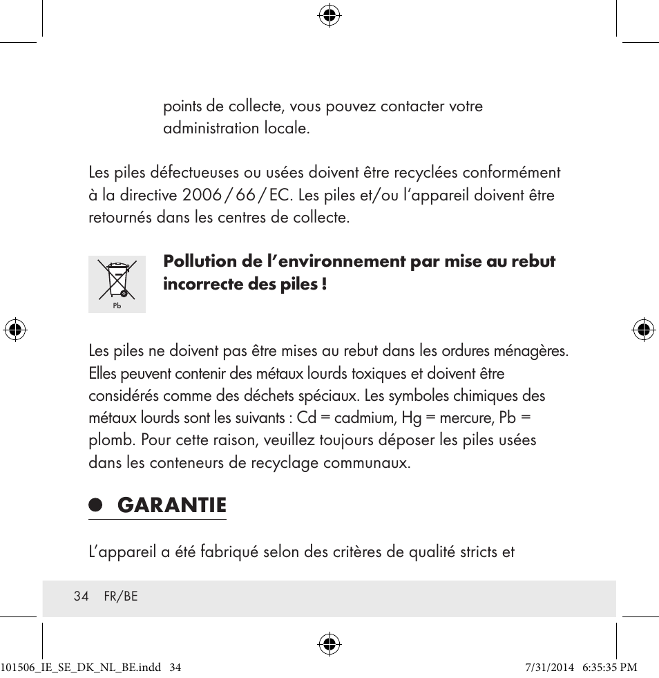 Garantie | Auriol 101506-14-xx User Manual | Page 34 / 51