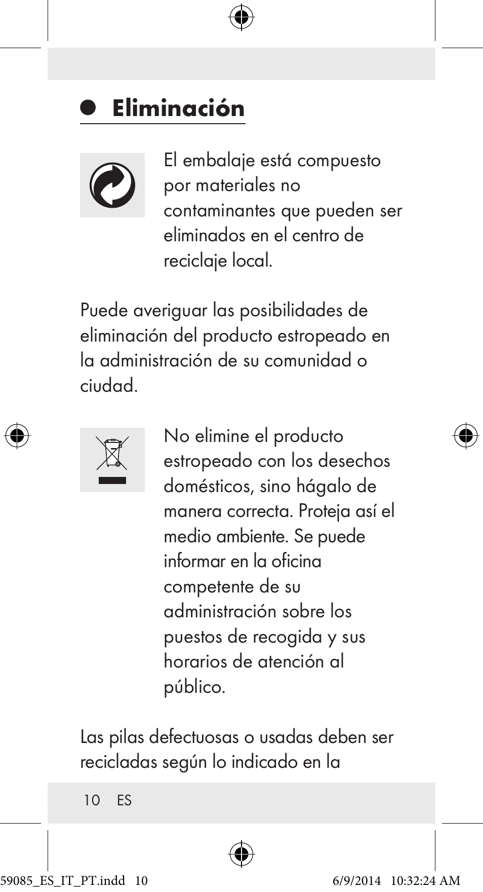 Eliminación | Auriol Z32194 User Manual | Page 10 / 42