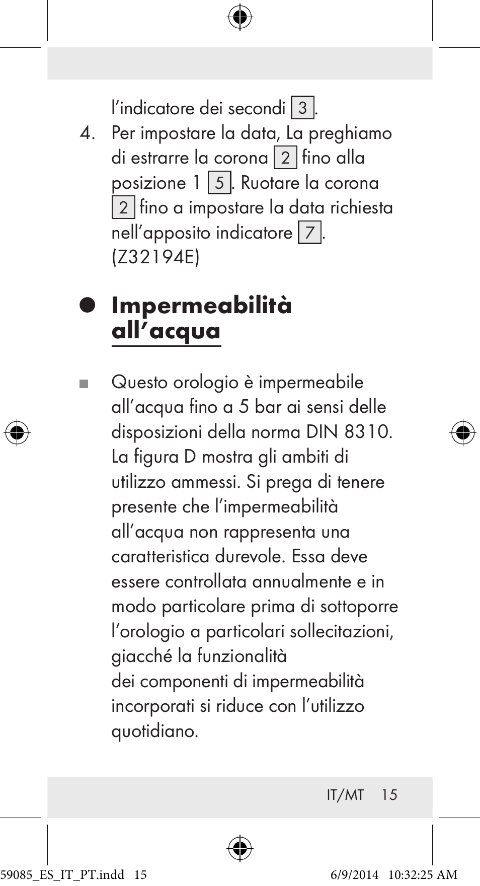 Impermeabilità all’acqua | Auriol Z32194 User Manual | Page 15 / 42