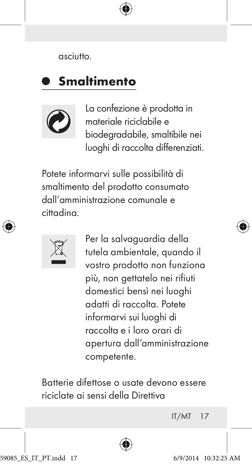 Smaltimento | Auriol Z32194 User Manual | Page 17 / 42