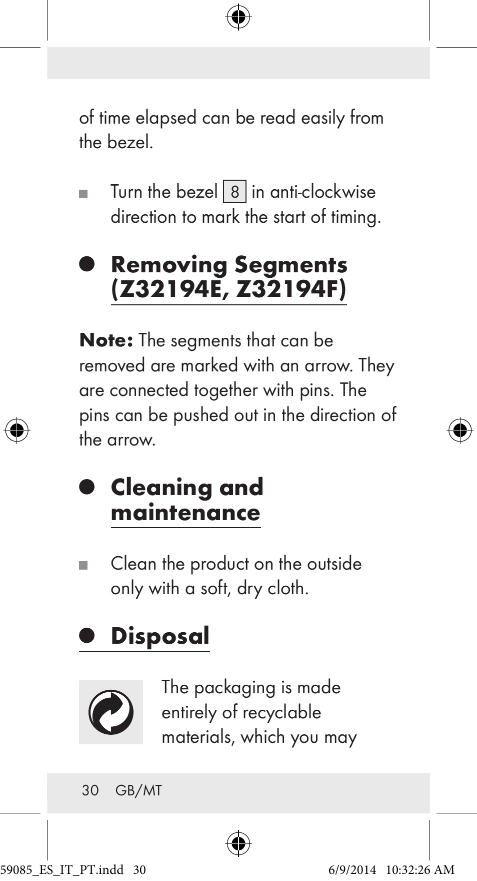 Cleaning and maintenance, Disposal | Auriol Z32194 User Manual | Page 30 / 42