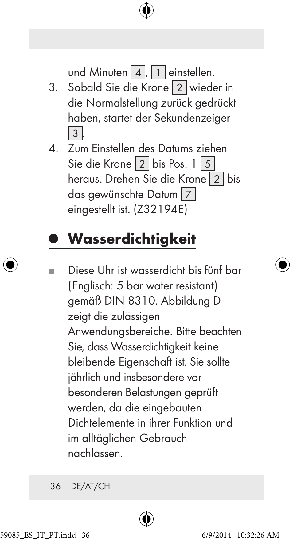 Wasserdichtigkeit | Auriol Z32194 User Manual | Page 36 / 42