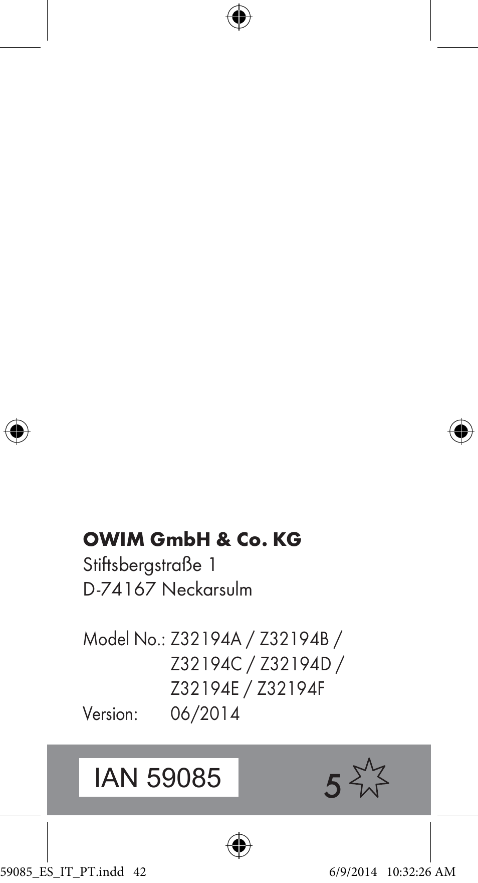 Auriol Z32194 User Manual | Page 42 / 42