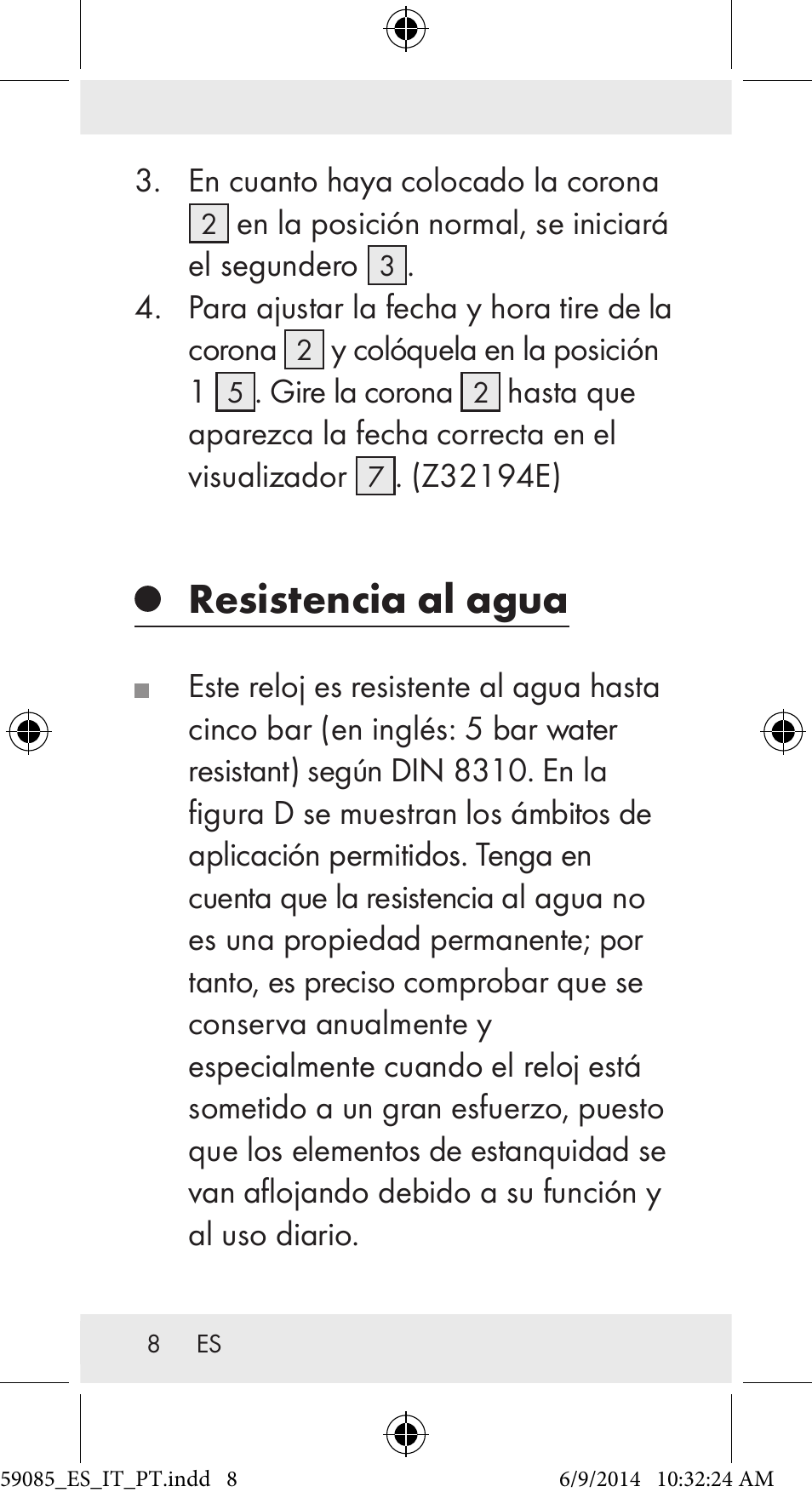 Resistencia al agua | Auriol Z32194 User Manual | Page 8 / 42