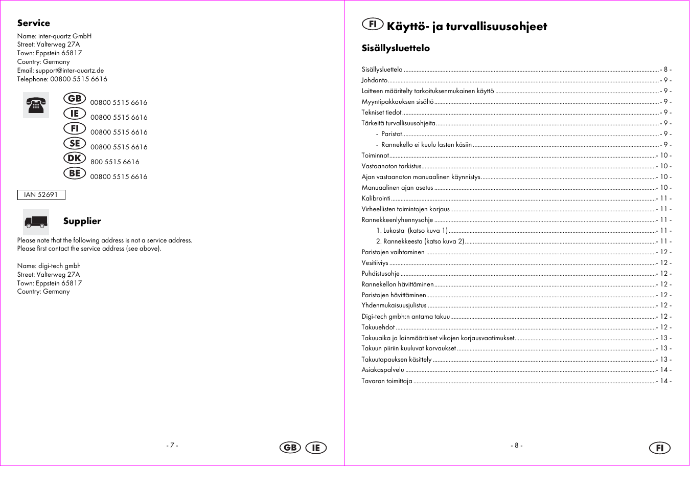 Auriol 2-LD3824-8_9 User Manual | Page 5 / 27