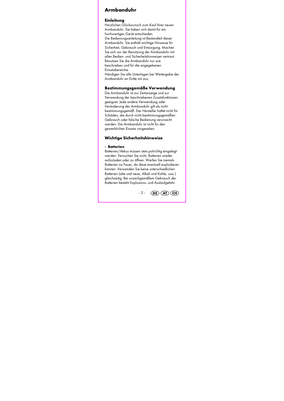 Armbanduhr | Auriol 2-LD3804 User Manual | Page 4 / 37