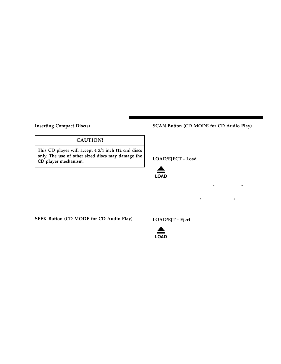 Load/eject button (cd mode for cd, Audio play) | Dodge 2006 LX Magnum User Manual | Page 172 / 376