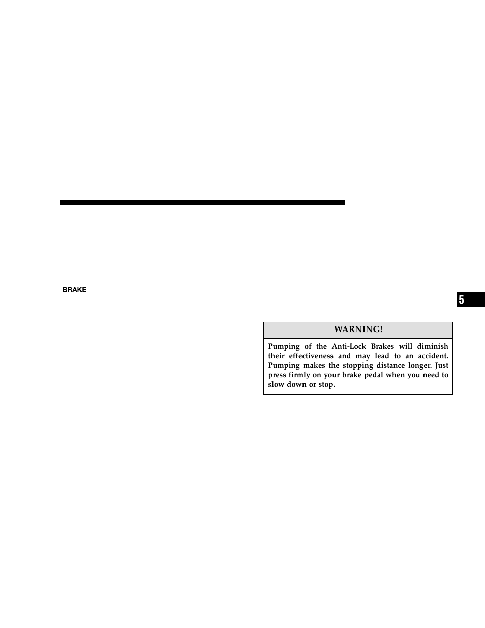 Brake system, Anti-lock brake system | Dodge 2006 LX Magnum User Manual | Page 219 / 376